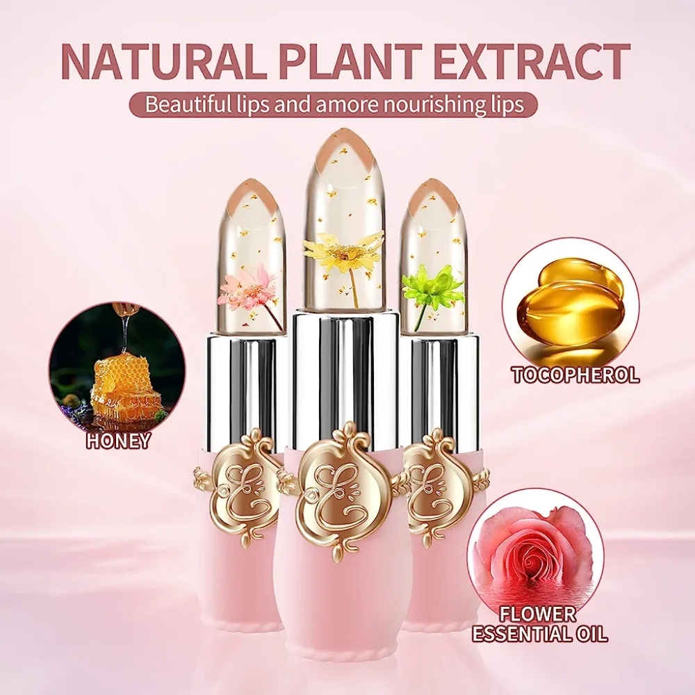 1 Flower Jelly Temperature Color Changing Lipstick Real Flower New - Picture 6 of 8